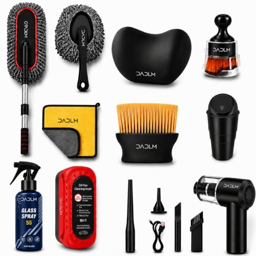 Image of DADLM 10 PCS Microfiber Car Duster Kit with Extendable Handle, Interior & Exterior Car Cleaning Tools, Scratch-Free Microfiber Cloth, Memory Foam Pillow & Car Dustbin, Car Care Kit