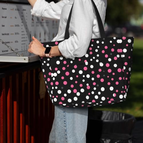Sac à bandoulière imperméable noir à pois grand format pour la plage - 7