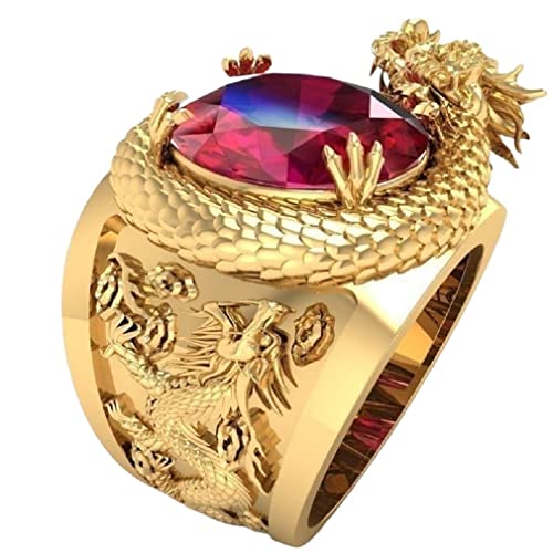 Bijou punk animal dragon homme bague viking anneau totem retro