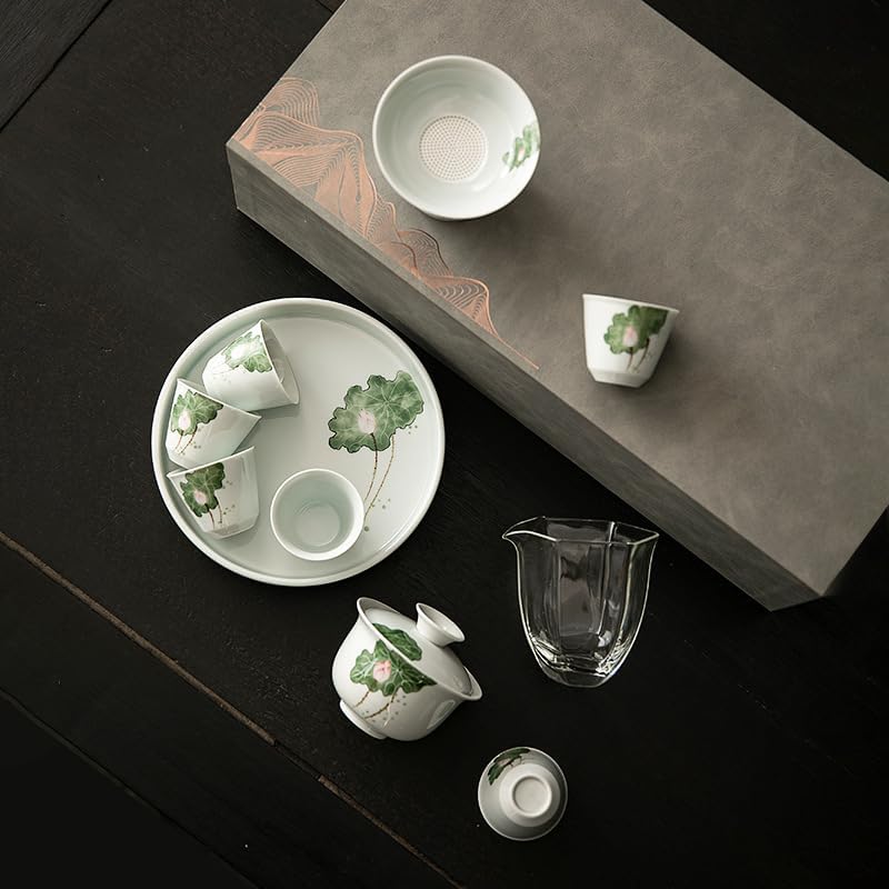 White Porcelain Covered Bowl Tea Cup Complete Kung Fu Tea Set Gift Boxed Corporate Gift Giving-picture1