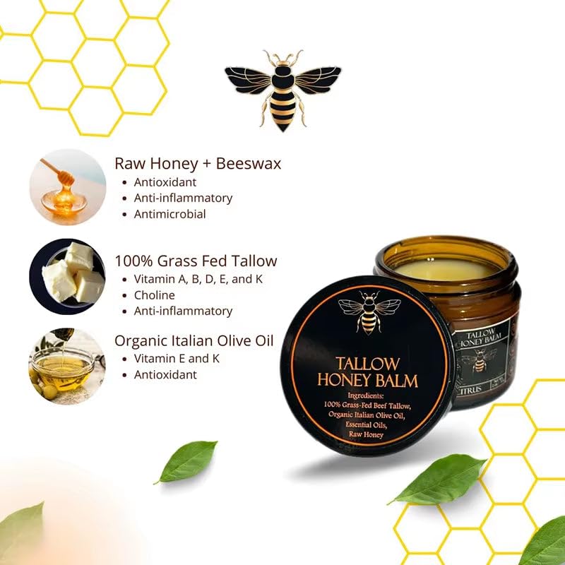 Generic Tallow Honey Balm™ Organic Beef Tallow & Raw Honey Moisture Balm Citrus
