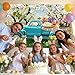 MEHOFOND 7x5ft Spring Easter Backdrop Easter Blue Truck Bunny Decorations Colorful Eggs Flowers Spring Photography Background Easter Rabbit Tulip Floral Backdrop Banner Photo Tapestry Booth Props