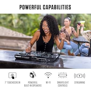 Numark Mixstream Pro+ DJ Controller with Stem Separation, 2 Decks, Wi-Fi Streaming, Mixer, 7" Touchscreen, Speakers, works with Serato and Virtual DJ