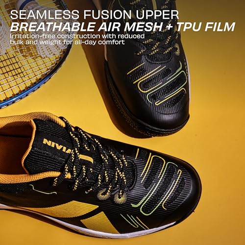Image of Nivia Super Court 3.0 Badminton Shoes for Men, Duofoam Midsole, Seamless Mesh Upper, Non-Marking Sole, Indoor Court Shoes for Badminton, Volleyball, Squash, Table Tennis, Pickelball