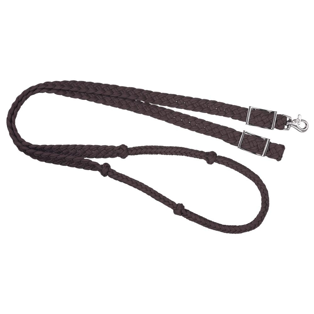 Tough 1 Knotted Cord Roping Reins, Brown