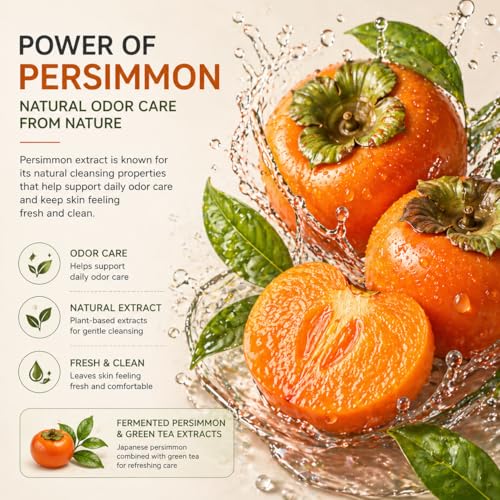 LeunDen Persimmon Body Wash for Old People Smell, Persimmon Soap Body Wash with Fermented Persimmon & Green Tea Extracts, Gentle for Sensitive & Mature Skin, 10.1 fl oz — view 3