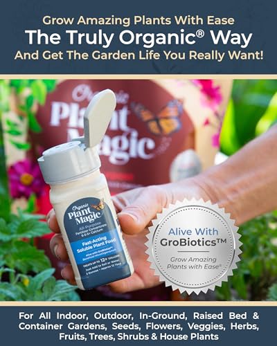 Organic Plant Magic - Truly Organic™ Easy to Use Soluble Plant Food Shaker: All-Purpose Fertilizer Concentrate for All Flower Vegetable Herb Fruit Tree Indoor Garden & House Plants [One 3 oz Shaker]