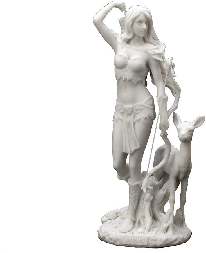 Veronese Design 9 7/8" Tall Resin Cast Marble Finish Artemis Greek Nature Goddess of The Hunt and The Moon Statue