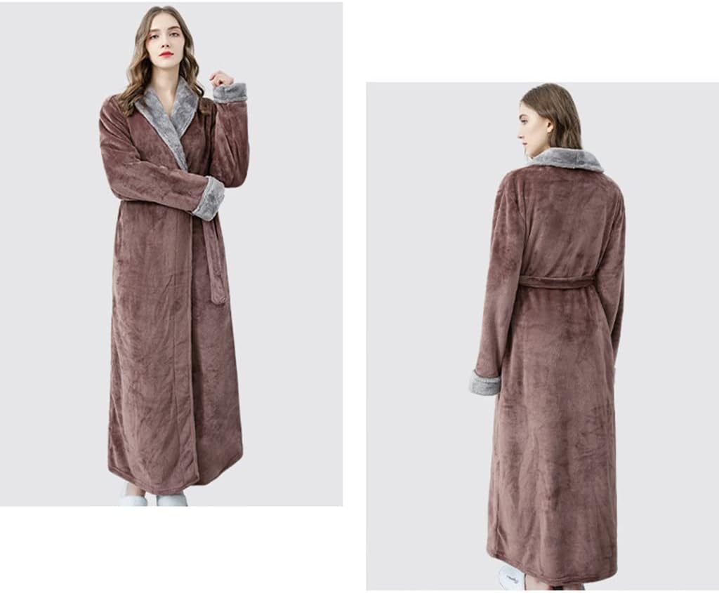 KITCISSL Autumn/Winter Warm Bathrobe for Women and Men, Pajamas Women's Sleepwear Nightgown Loungewear(Brown,Women XL)