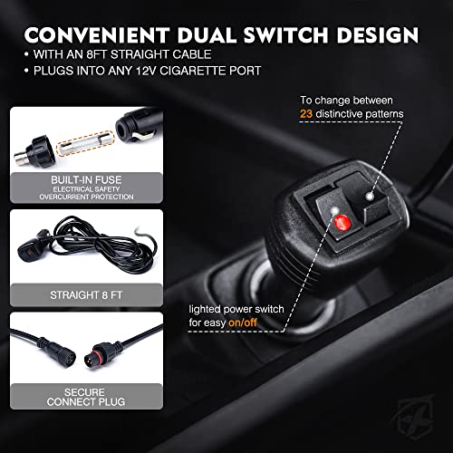 image for Xprite White/Red 2-in-1 Visor Strobe Lights Interior Windshield Emerge