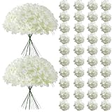 Cherica 65Pcs White Hydrangea Artificial Flowers Bulk，Realistic Silk Fake Flowers with Stems，Faux Hydrangea Flowers for Wedding Home Decor Centerpieces Living Room Garden Party Baby Shower Decoration
