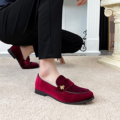 Image of FLQL Men's Luxury Penny Loafer Slip-On Velvet Shoes Party Dancing Shoes Suede Wedding Shoes Plus Size 7-13