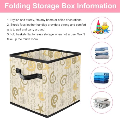 Boîte de rangement pliable avec poignées latérales et motif étoiles marines