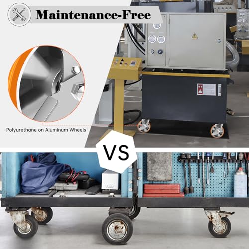 W B D WEIBIDA 6 Ensemble de roulettes industrielles de qualité de pouce 4, Roues à roulettes lourdes avec frein 5000 Lbs, Polyuréthane sans entretien sur roues en aluminium, Roulettes pivotantes en plaque pour machine, Équipement