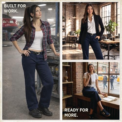 Dickies Women's Original 774 Work Pants – Low Rise Slim Fit Stretch Business Casual & Utility Pants, Dark Navy V1, 24 Regular - image 2