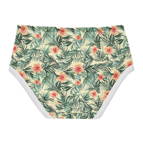 ZZKKO Fusang Flower Tropical Leaf Girls Underwear Toddler Panties for Girls Comfort Brief Size 2-8T2