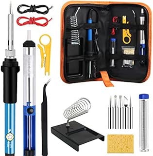 Alfawise はんだごて ハンダゴテ 電気はんだごて はんだごてセット 精密はんだごて 溶接キット 15 in 1 温度調節可(200~450℃) 60W 110V はんだごて台 交換コテ先 収納ケース 修理ツール付き 携帯便利 DIY 電子作業 溶接 基盤 自動車 自転車 機器修理など機能アップ PSE認証 高級ABSプラスチック シリコンゴム 断熱 耐腐食 絶縁 毒成分なし【一年保証】