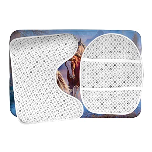 DIRYKILP Badematte + Konturmatte + Toilettendeckelbezug, Laufpferd 3 Stück Badematte Set, mit rutschfester Klebeunterseite – Bild 7