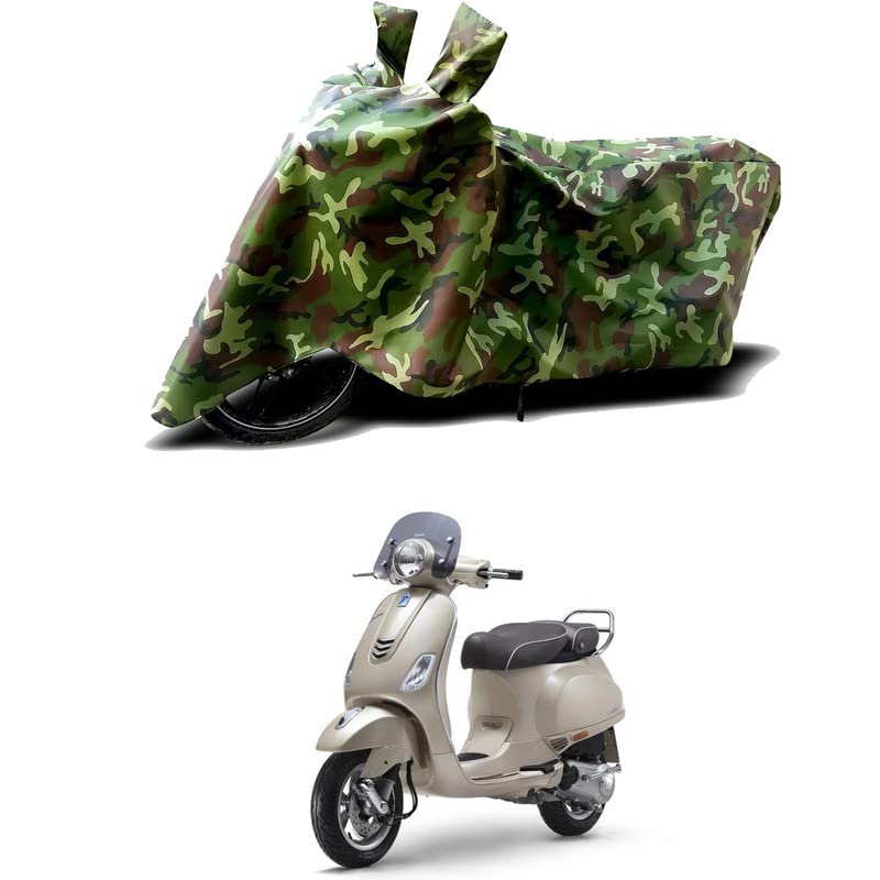 Image of 100% Water Resistant Bike Scooty Two Wheeler Body Cover Compatible For Vespa Elegante 150 BS6 /UV-Rays /Heat Protection /Birds Dropping /Scratchproof /Dust proof /Waterproof /All Varient[Green MJ]