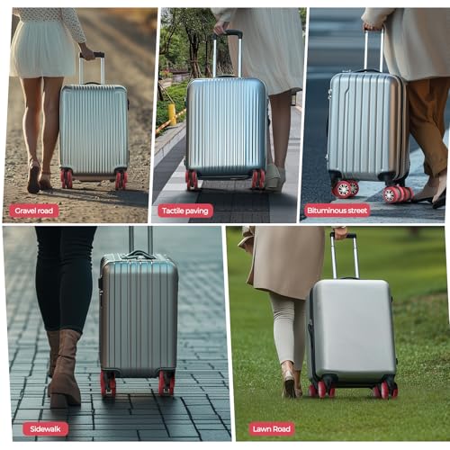 Image of 8Pcs Upgrade Luggage Wheel Covers,Essential Travel Accessories, Red, Soft, Silent. Protect Luggage Wheels