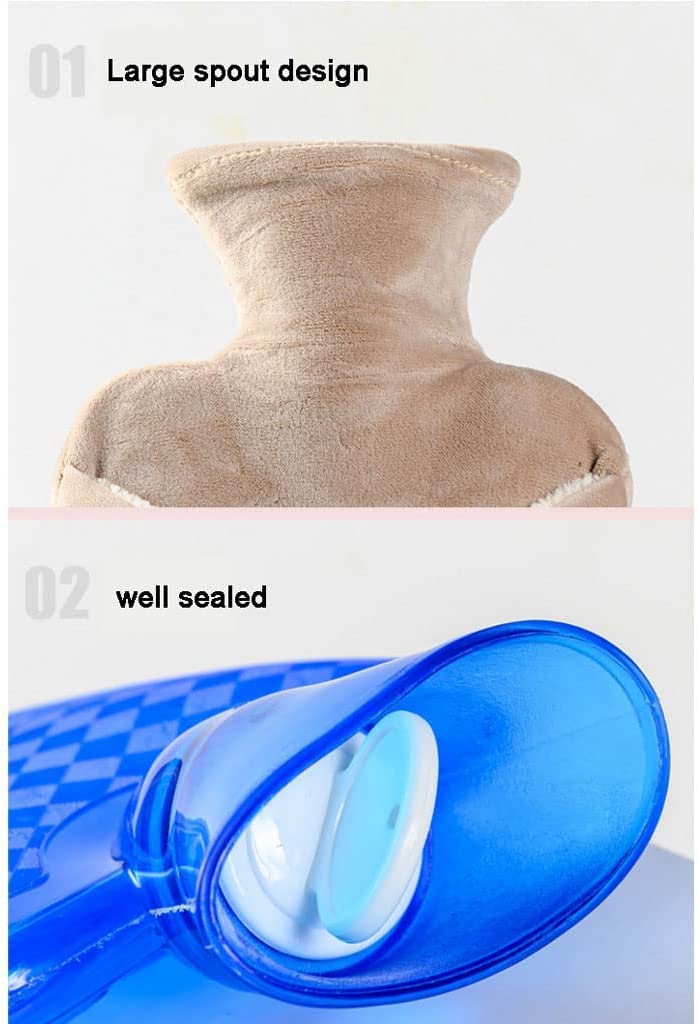 OLOTU Durevole Borraccia per Acqua Calda Grande da 2 Litri, Borsa per Acqua Calda Fredda in PVC per crampi Collo Spalle Sollievo dal Dolore, Borsa per Acqua Calda Portatile con Coperchio Portatile