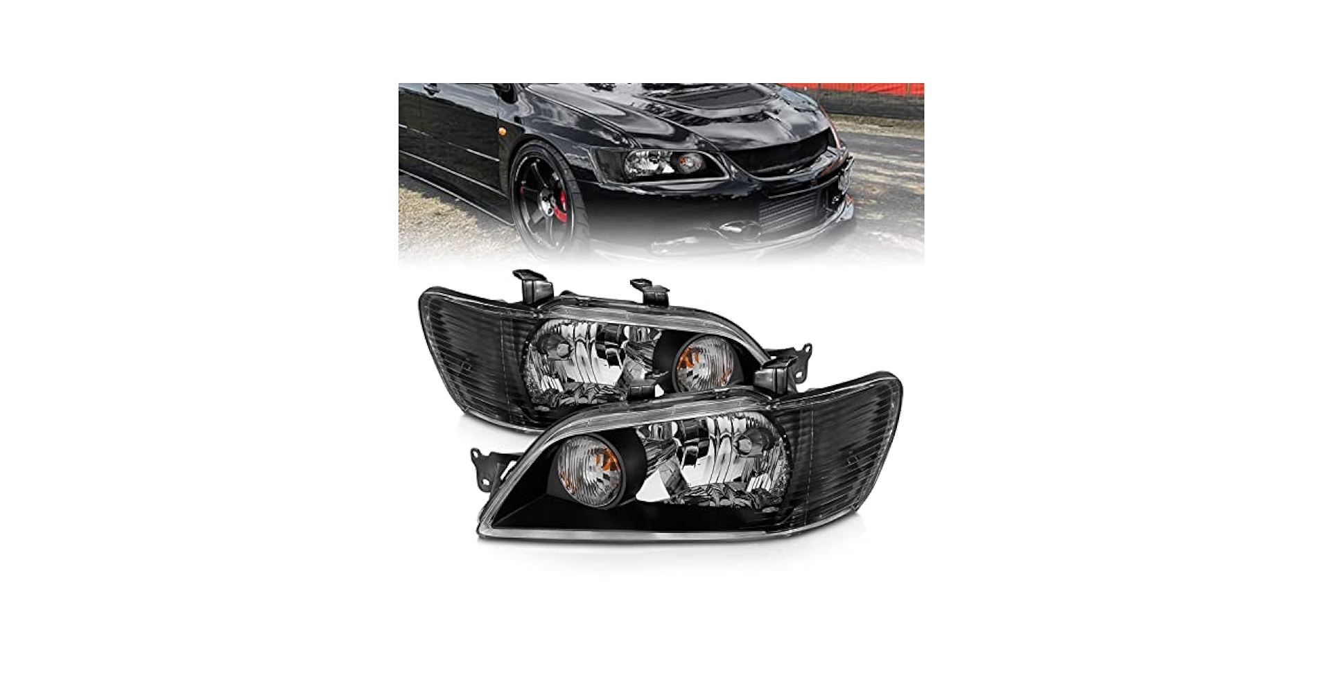 Amazon.com: AmeriLite Black Replcement Headlights Set For 02