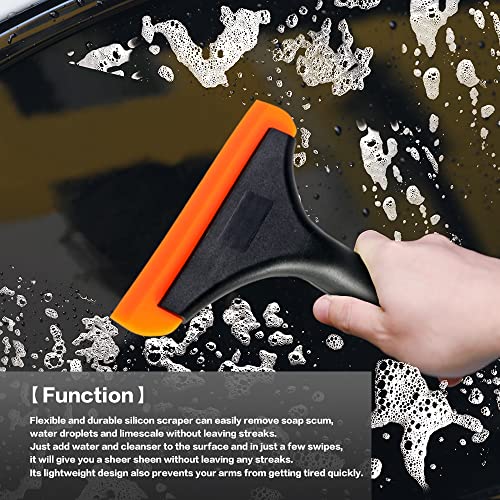 Silicone Squeegee Window Shower Squeegee,Super Flexible Silicone Squeegee, Shower Glass Squeegee, Window Tint Squeegee, Auto Water Blade For Car Windshield, Window, Mirror, Glass Door (Black) #TOP5