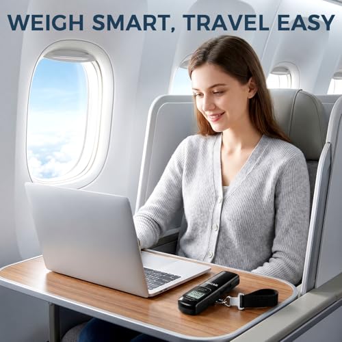 Image of BAGAIL Digital Luggage Scale, 110lbs Hanging Baggage Scale with Backlit LCD Display, Portable Suitcase Weighing Scale, Travel Luggage Weight Scale with Hook, Strong Straps for Travelers