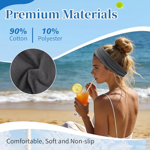 Image of YARIEW 6Pcs Headbands Paisley Bandanas Head Bands Sweat Band Hair Wrap Headwrap Fashion Boho Wide Thick Workout Yoga Elastic Headbands Mens Cooling Running Sports Headband Sweatbands for Women and Men