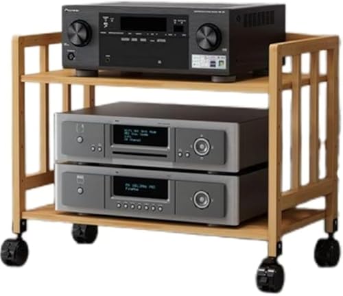 Rutexc このスピーカー台・スタンドは木製の 2 段式で、オーディオ機器を載せるためのものです。