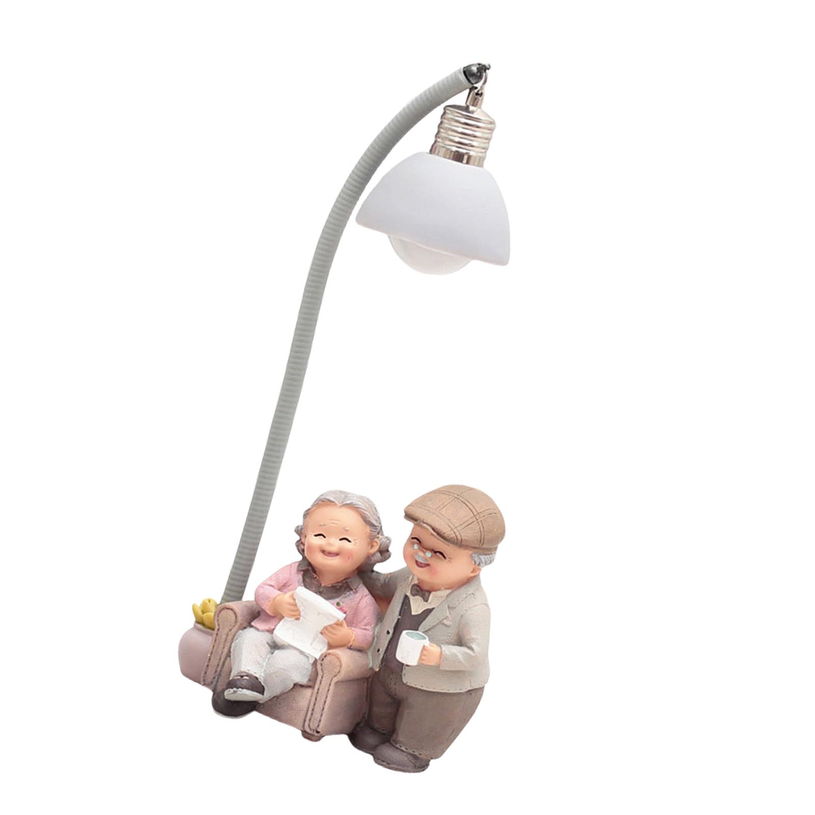 Figurine couple de personnes âgées en résine veilleuse LED chambre