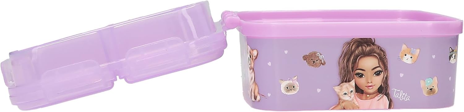 Depesche TOPModel Kitty and Doggy 13518 Lunch Box in Purple with Model Motif, Dogs and Cats, Lunch Box with 4 Compartments and Hinged Lid
