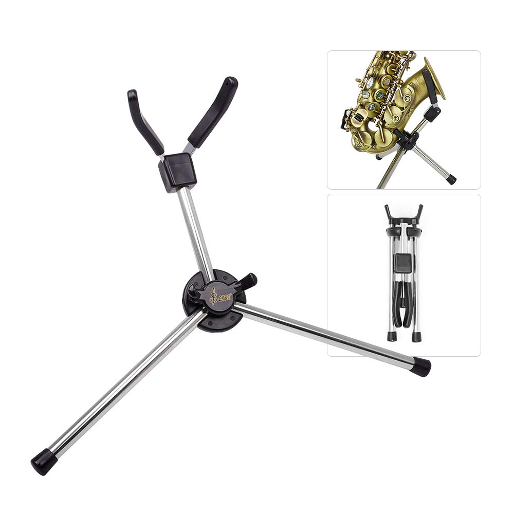 Btuty Sopran Saxophon Ständer Faltbarer Saxophon Metall Bodenständer Halter mit Tragetasche