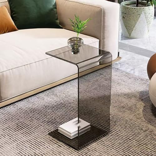 Table D'Appoint en Acrylique en Forme de C, Table de Chevet Table à Glisser sous Le Canapé, Petite Table Basse/à GoûTer Transparente à Placer à CôTé du...