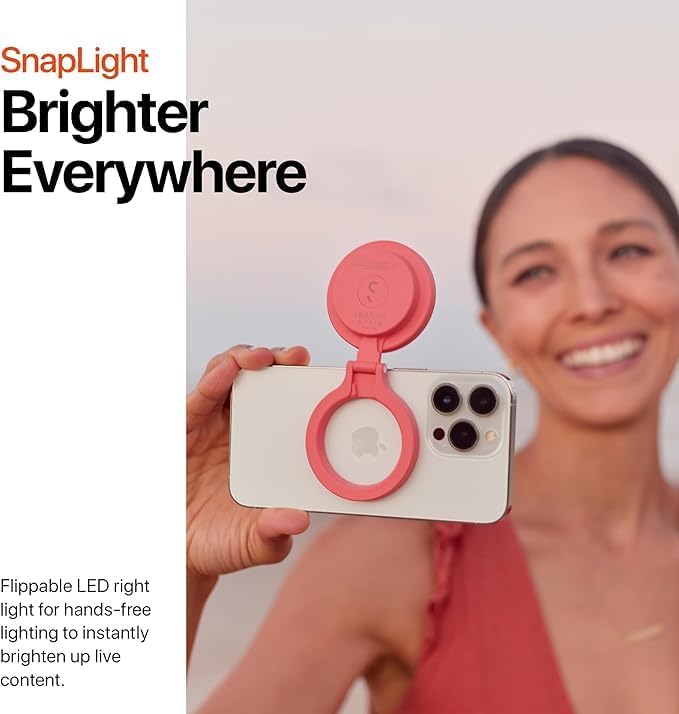 Miniatura 4 de ShiftCam SnapLight - Anillo de luz LED para selfie con cuatro ajustes de brillo y batería integrada, montaje magnético que se ajusta a cualquier