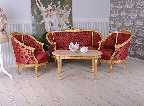 Barock Sofa Sitzgarnitur 2 1 1 Couchtisch Salon Sitzgruppe Set Möbel Wohnzimmer cat502a05 Palazzo Exklusiv – Bild 6
