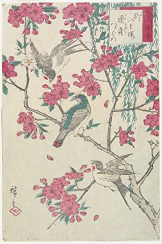 Tableau saule et cerisier japonais pour salon zen et lumineux