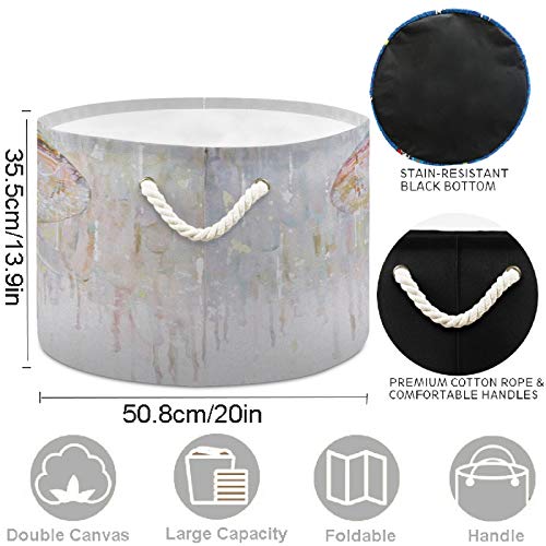 Image of visesunny Storage Basket Indian Painted Elephant Spotted Nursery Hamper Basket Clothes Toy Storage Organizer Bin Box Collapsible Laundry Bag for Kid Room,Playroom,Bathroom,Living Room,Dorm,Office