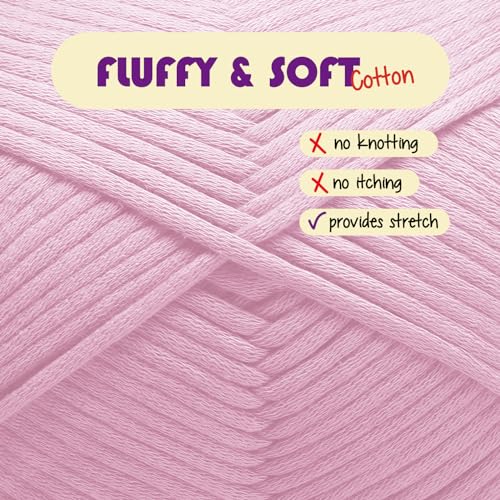 Image of Soft Yarn - Crochet & Knitting Yarn, Beginner Yarn with Easy-to-See Stitches, 3 Pack of 250 Yds Amigurumi Yarn, Cotton-Nylon Blend Tshirt Yarn, Worsted Weight Yarn 4, Pink Yarn