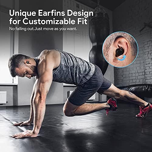 Bluetooth Earbuds, Votomy 100H Playtime Ear Buds Wireless Earbuds, HI-FI Stereo Deep Bass Noise Cancelling Earphones with Microphone, IPX8 Waterproof and LED Power Display for Sport/Work/Travel, Black