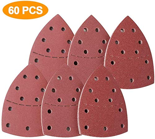 60PCS Sanding Sheets, Hook and Loop Mouse Sander Pads Sander Paper for Multi-Sanders,10Pcs