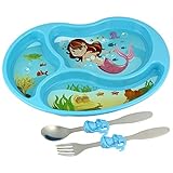 KidsFunwares Melamine Me Time Mermaid Meal Set, Blue
