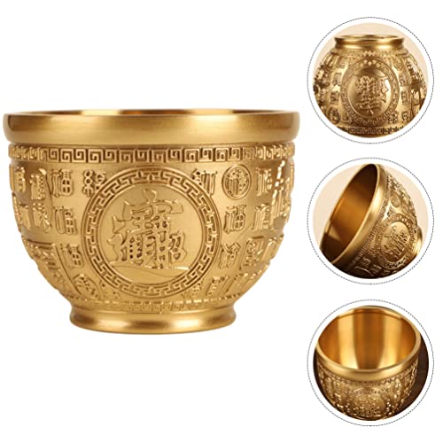 Cabilock Chinese Feng Shui Decoration Chinese Fortune Bowl Brass Treasure Bowl Desktop Decorative Chinese Style Treasure Bowl Offering Bowl Chinese New Year Decoration Money Bowl #TOP7
