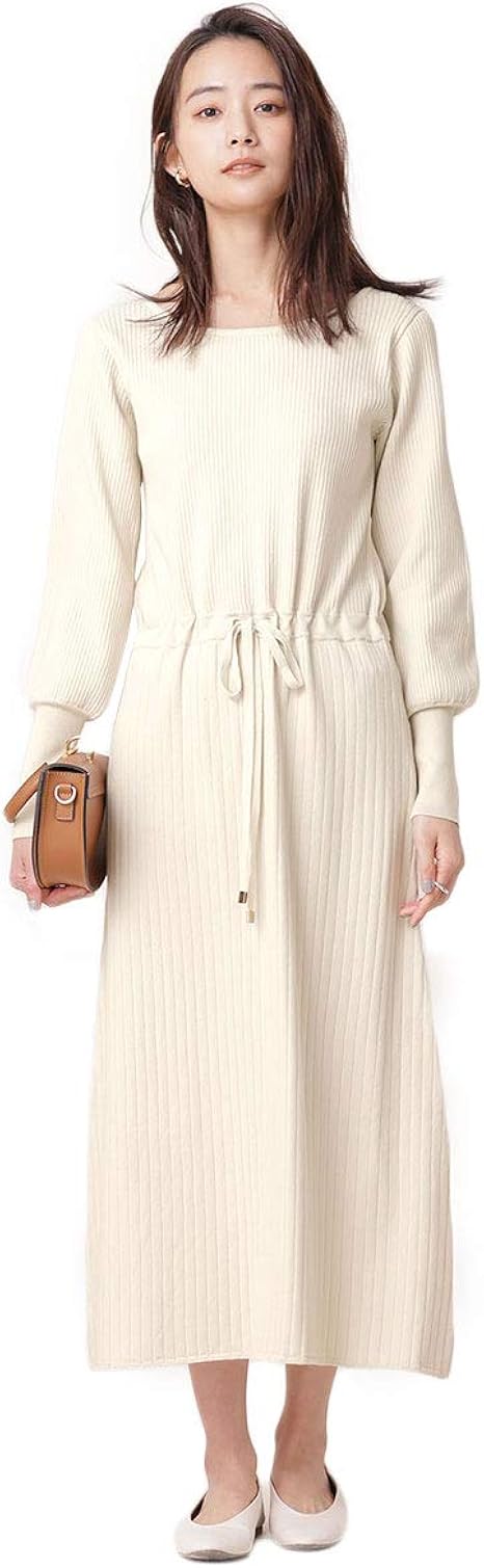 Amazon Co Jp ナノ ユニバース Nano Universe オーガニックコットン リブニットワンピース 長袖 服 ファッション小物