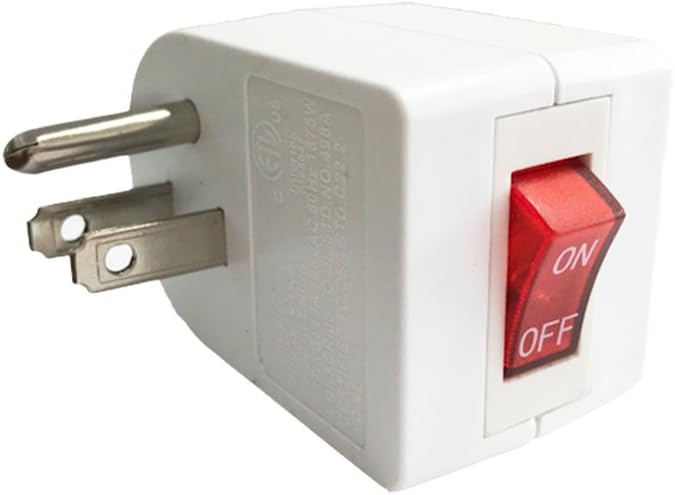 Oviitech 2 Pack Grounded Outlet Wall Tap Adapter with On/Off Power Switch，Single Outlet with Switch in White