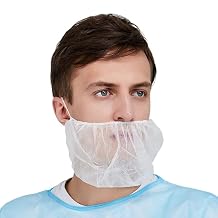 Medical Nation 100 Pack Disposable Beard Nets for Men - Full Coverage Beard Covers, Breathable Beard Guards Food Service, Cooking, Cleaning, Construction & More | 100 Pack, White 18" Beard Net