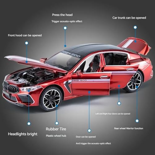 Image of 1:24 BMW MANHART MH8 800 Toy Car Diecast Metal Pull Back Car - 4 Openable Doors with Sound & Light | Luxury Toy Car & Gift for Kids 【Colors as Per Stock】