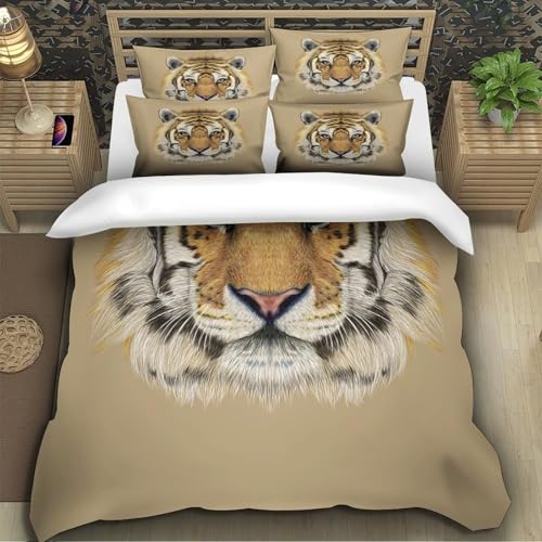 Housse de couette tigre 3D 200x200cm en microfibre avec taies - 5