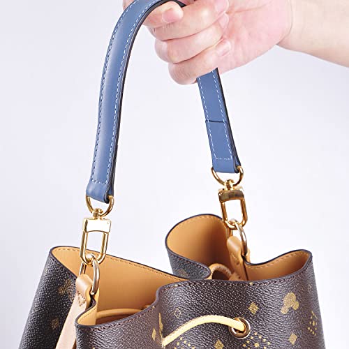Image of Genuine Leather Plain Strap Replacement Top Handle Leather Strap for Handbag (Light Blue, 14.5 in)