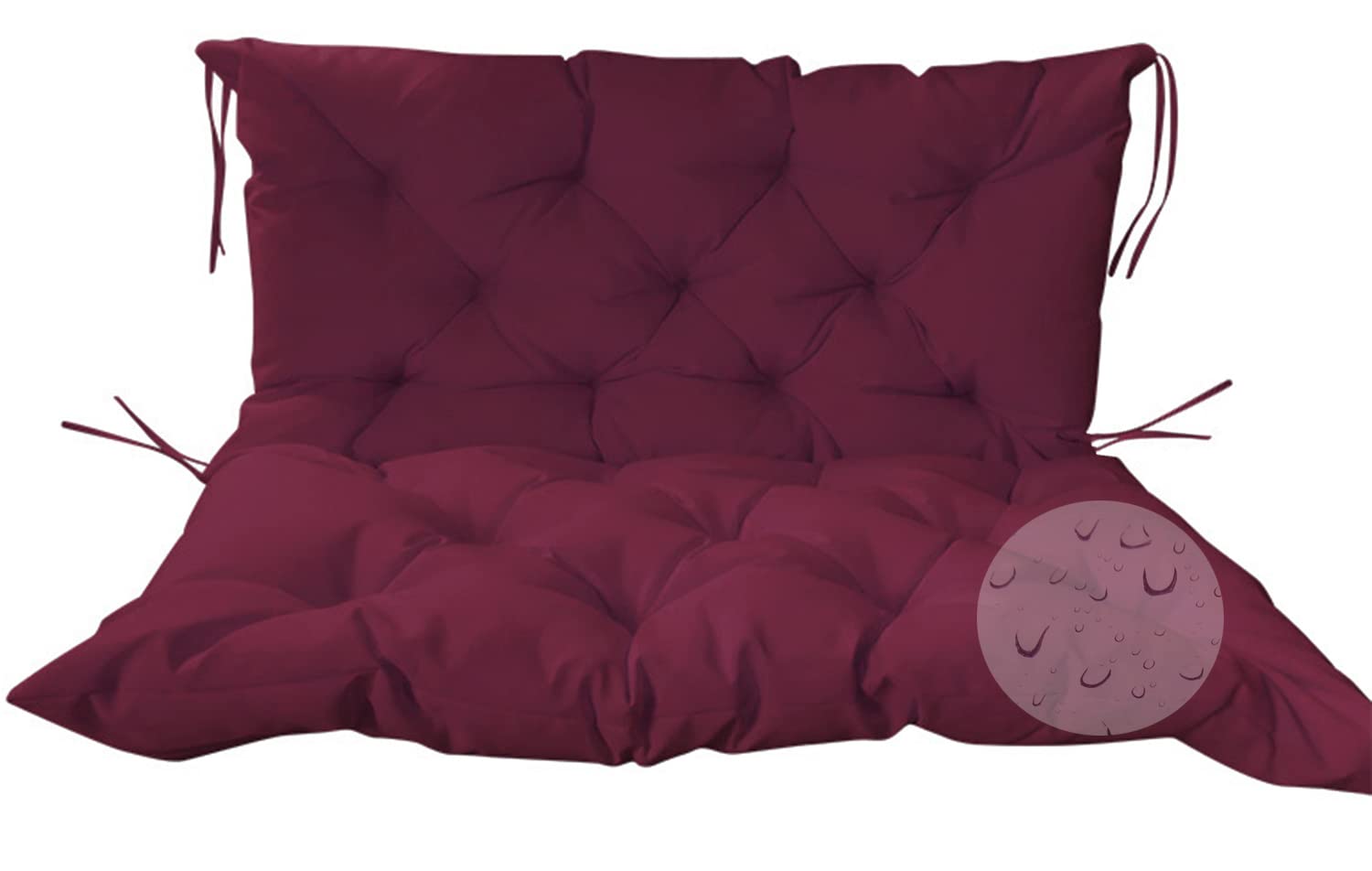 Coussin de rechange imperméable fini le banc de jardin inconfortable galette épaisse rouge foncé
